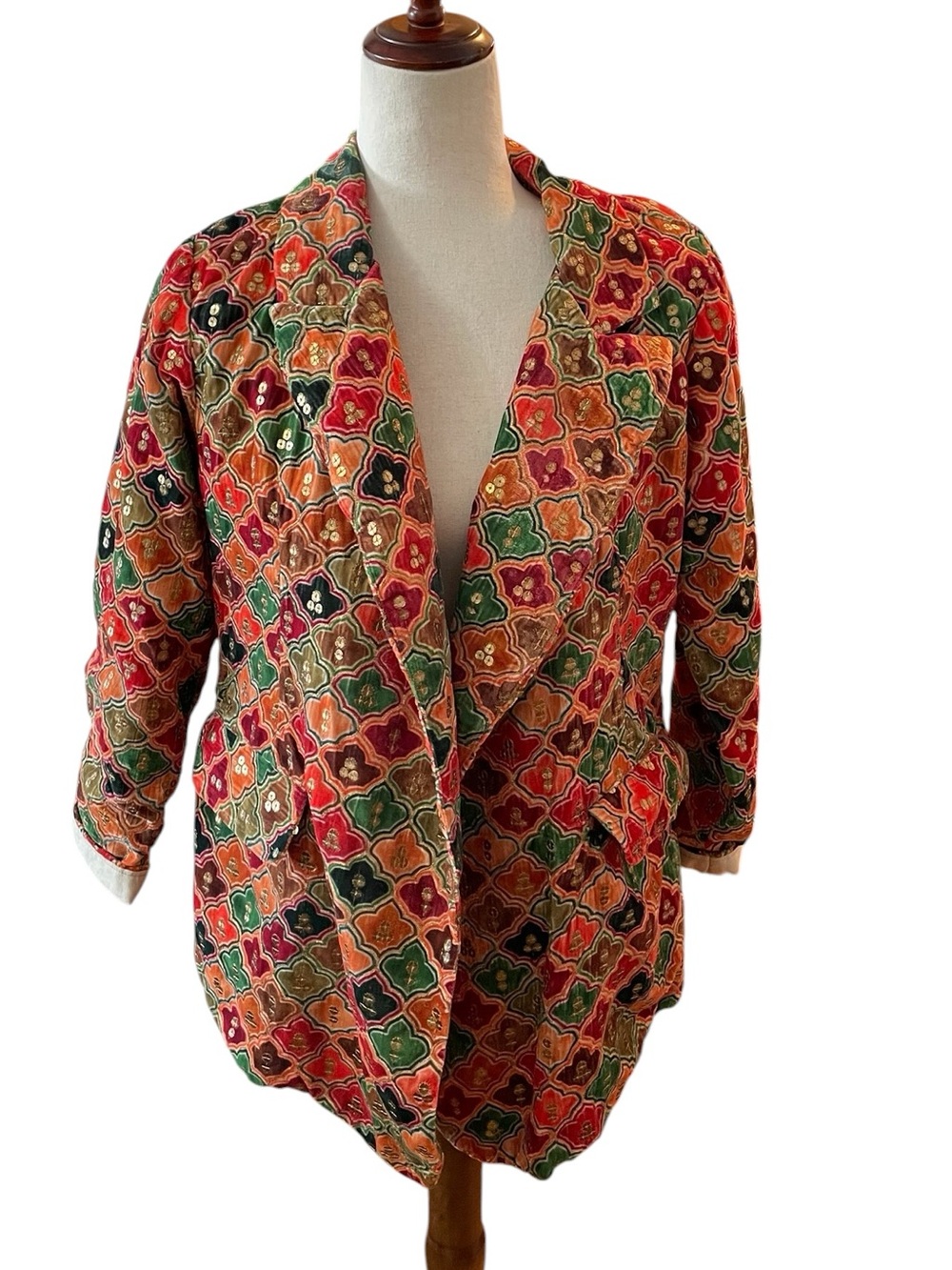 MOMO NEW YORK x FREE PEOPLE Velvet Embroidered Sequin Blazer Jacket One Size